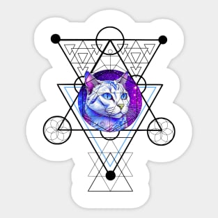 Sacred Geometry Galaxy Cat Sticker